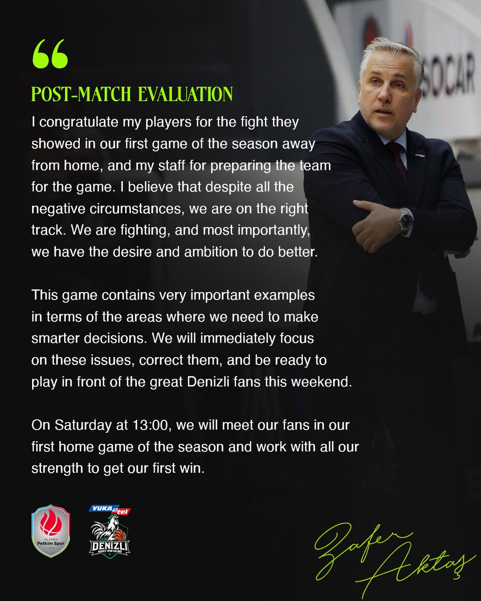 denizlibasket_'s tweet photo. 🏀 Maç sonu değerlendirme | Post-Game Remarks https://t.co/XZOu6pJ642