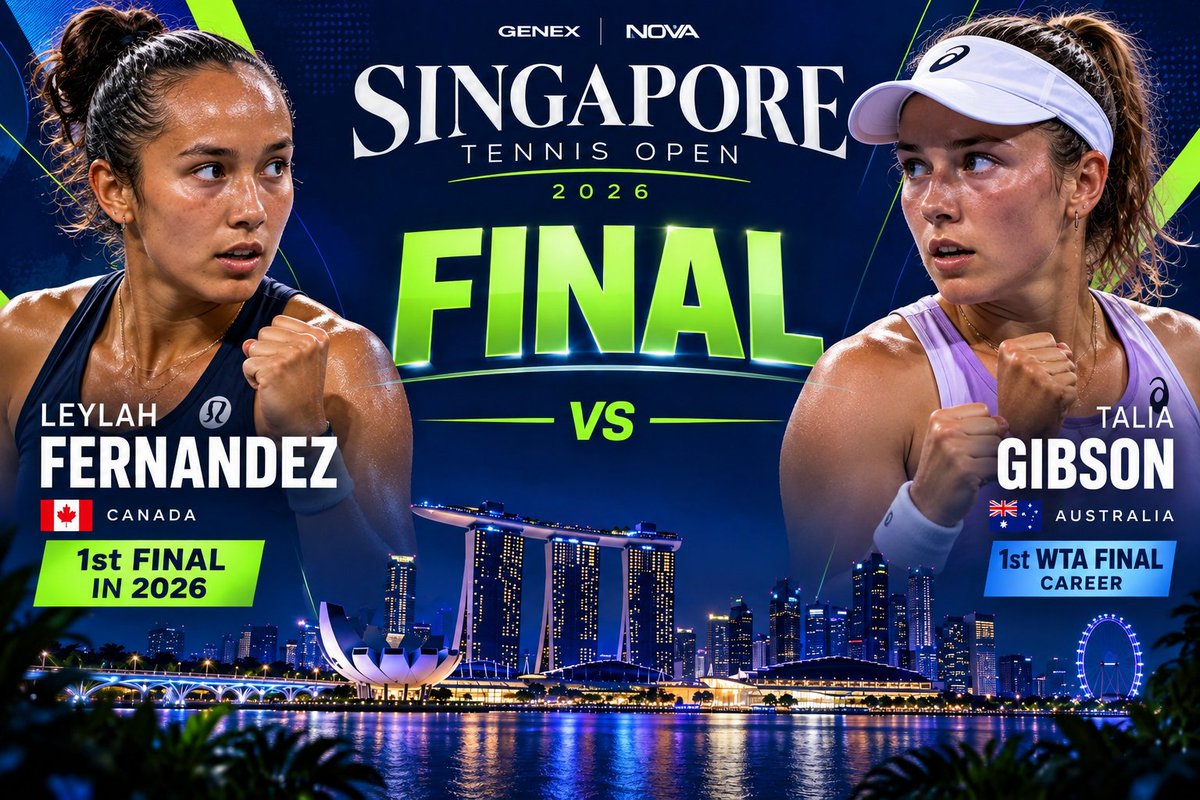 MartinVadebonc1's tweet photo. 🇨🇦 LEYLAAH IS BACK IN A FINAL.

After a huge comeback in the semifinal, Leylah Fernandez reaches her first final of 2026.

One match left.

One trophy on the line. 🏆

FERNANDEZ vs GIBSON —

 SINGAPORE FINAL.

#LeylahFernandez #SingaporeTennisOpen #WTA #Tennis #Canada https://t.co/sjq51wbht7