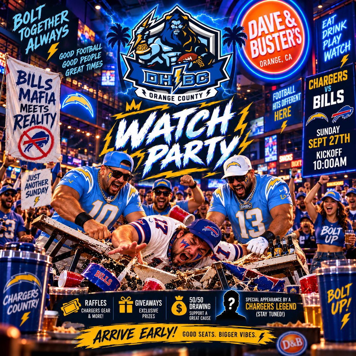 BoltVox's tweet photo. Join us Sunday! @Chargers legend player appearance &amp; their Street Team in the house! ⚡️Freebies, raffles, games, food &amp; drink specials. Featuring MC @Louiegeezy! Family friendly fun @DnBOrange #BoltUp @diehardboltclub @DhbcOc ⚡️⚡️ https://t.co/NF8d3AK8tf