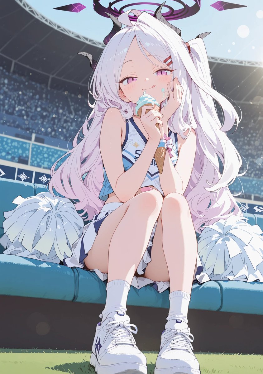 tomori_726's tweet photo. 休憩♡🍦

チアガール　ヒナ

#空崎ヒナ #AIイラスト #BlueArchive https://t.co/aBwx8GefIU
