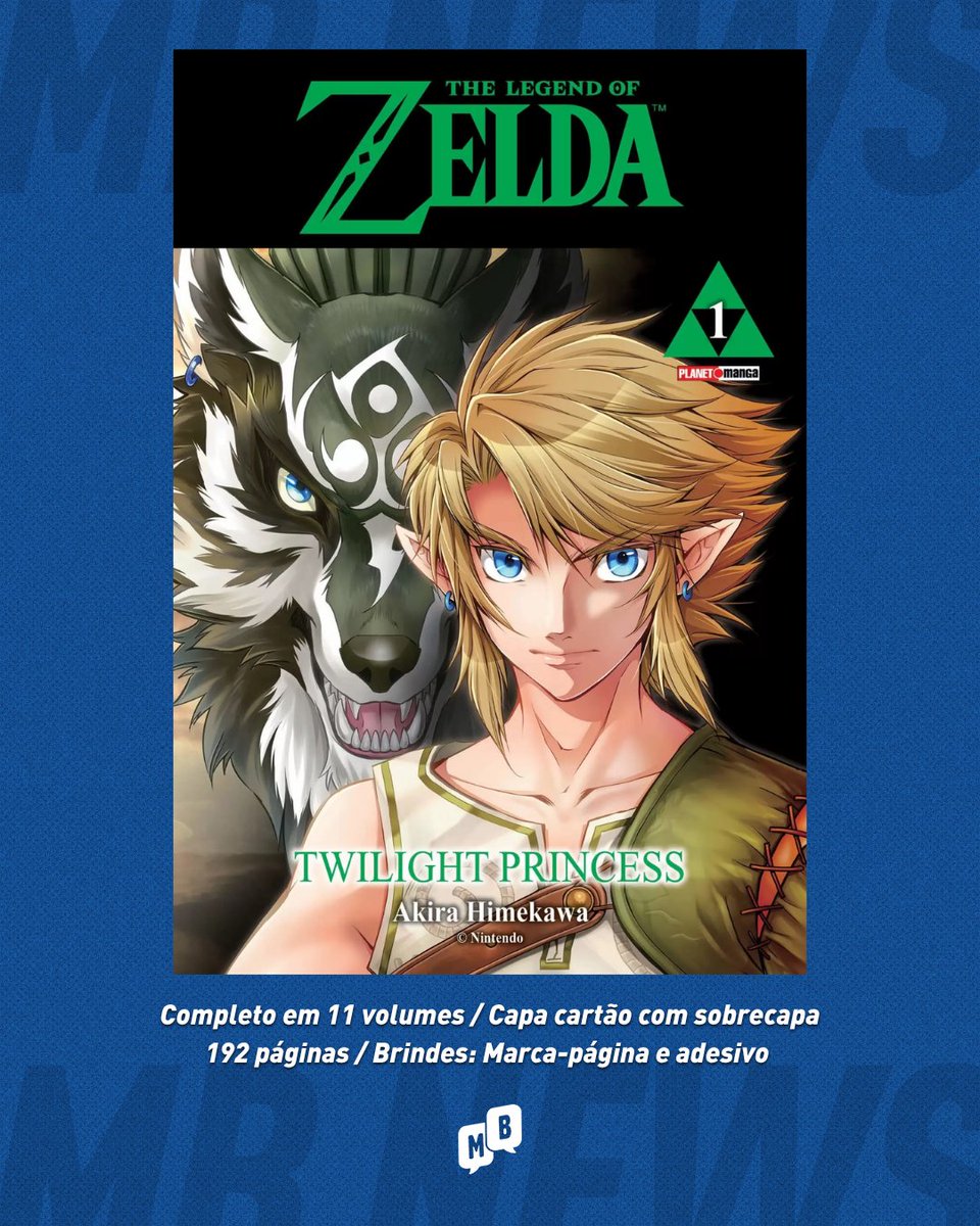 MangasBrasil's tweet photo. 🚨 PRIMEIRO VOLUME DA ADAPTAÇÃO EM MANGÁ DE THE LEGEND OF ZELDA: TWILIGHT PRINCESS CHEGA EM SETEMBRO PELA EDITORA PANINI

A Editora Panini iniciou a pré-venda do primeiro volume da adaptação em mangá de The Legend of Zelda: Twilight Princess, de Akira Himekawa, com previsão de lançamento para o final de setembro.

A obra começou a ser publicada em 2016 na revista Ura Sunday, da editora Shogakukan, e foi posteriormente compilada em 11 volumes encadernados.

Na trama, Link, um jovem fazendeiro, precisa salvar Hyrule de uma dimensão paralela conhecida como Twilight Realm. Amaldiçoado e transformado em lobo ao entrar nesse mundo, ele se alia à misteriosa Midna para enfrentar o vilão Zant e restaurar a luz.

A edição da Panini terá capa cartão com sobrecapa e detalhes em hot stamping, além de 192 páginas no primeiro volume. A publicação também contará com brindes, incluindo um marca-página e um adesivo.