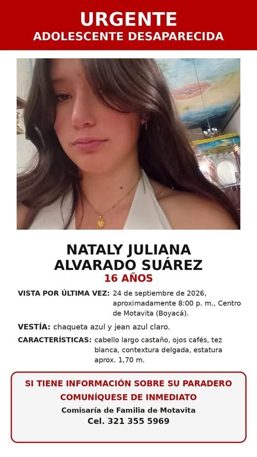 PS1COPOLITICO's tweet photo. 🚨 Niña desaparecida en Boyacá, Colombia

No importa en qué lugar del mundo te encuentres: por favor, comparte esta información. Tu ayuda puede ser fundamental para encontrarla. https://t.co/Mu5xc5D1ZA