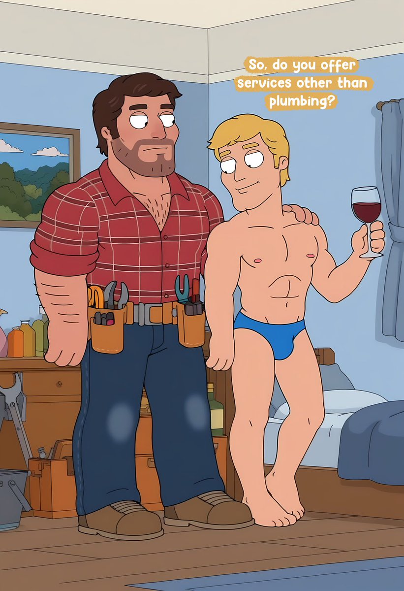 Mircaness's tweet photo. Jamie the Handyman &amp; Chardonnay Guy from Family Guy
Full story is on Patreon https://t.co/XA7eKs8VVK
