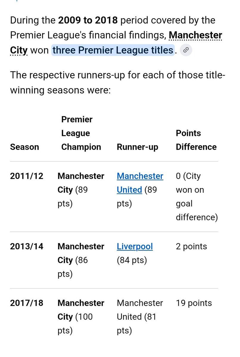 VibeOfTime's tweet photo. Arsenal fans wants City to get striped for them to get some one just like that.

Manchester City can legally be stripped of their past Premier League titles and trophies following their reported guilty verdict on major financial charges, though the final sanctions are still to be determined by an independent panel. Even if that happen, Arsenal will get nothing.