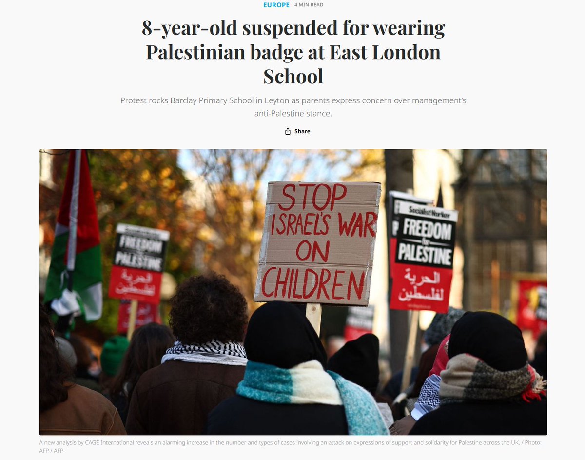 jasmijn585's tweet photo. @timand2037 I think you guys are confusing this with 8 y/o Yahya, who was suspended from Barclay Primary School in 2023 for wearing a Palestinian badge in memory of his relatives who were killed in Gaza. The fact that this even happened is beyond disturbing. https://t.co/gHpleqWmwm