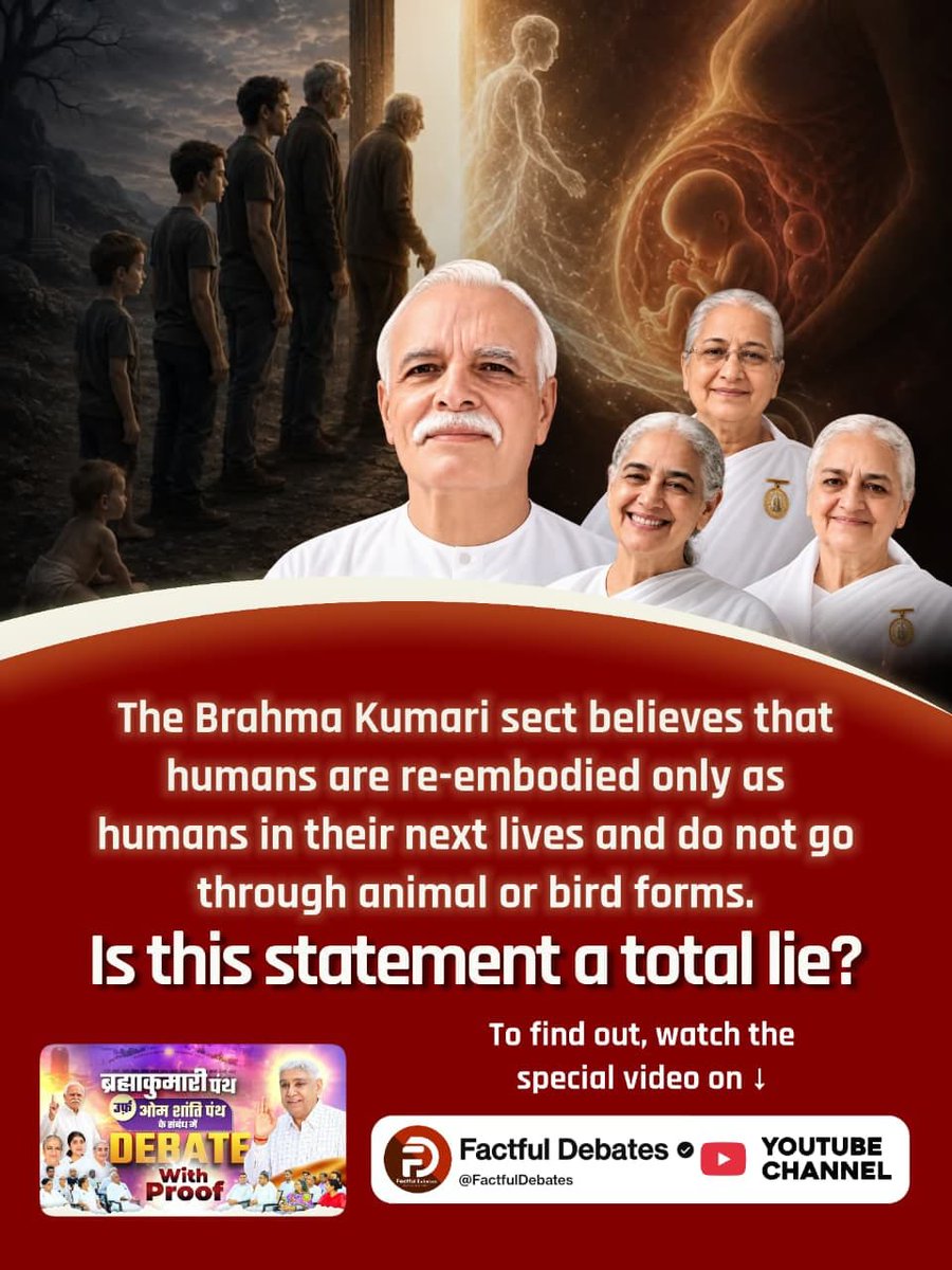 OMRABADIYA9's tweet photo. #SantRampalJiVsBrahmaKumaris

क्या ब्रह्मा कुमारी पंथ के व्यक्तियों की आत्मा का कल्याण संभव है?
जानने के लिए देखें खास वीडियो Factful Debates YouTube Channel पर।

Debate On Factful Channel https://t.co/x5R26A9NiE