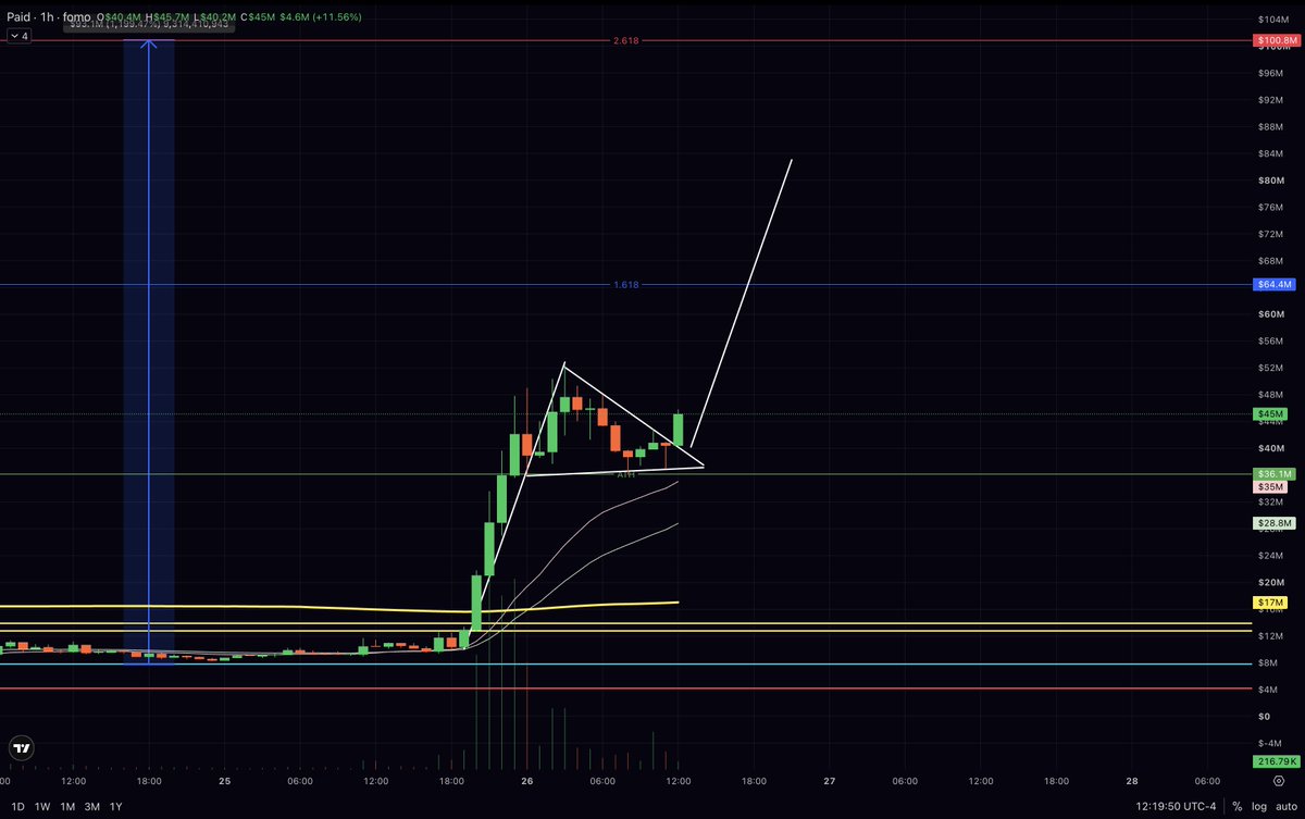 NarcoLunatic's tweet photo. the next leg up is now. 

$PAID does not want to stop. and I feel like so many people slept on this one and now they are salivating for any sort of dip to get in on this project before this move continues.

it took millions of dollars getting airdropped into prominent X users accounts for people to finally wake up to paid's potential.

and we havent even really seen the big dawgs mention paid yet. 

if Elon even thinks about integrating @UsePaid's tech with X officially, this could literally send price action to mars. 

so what if that dip never comes? 

it will just drive the buying force higher and higher. 

trust me, you are not late to the party.
