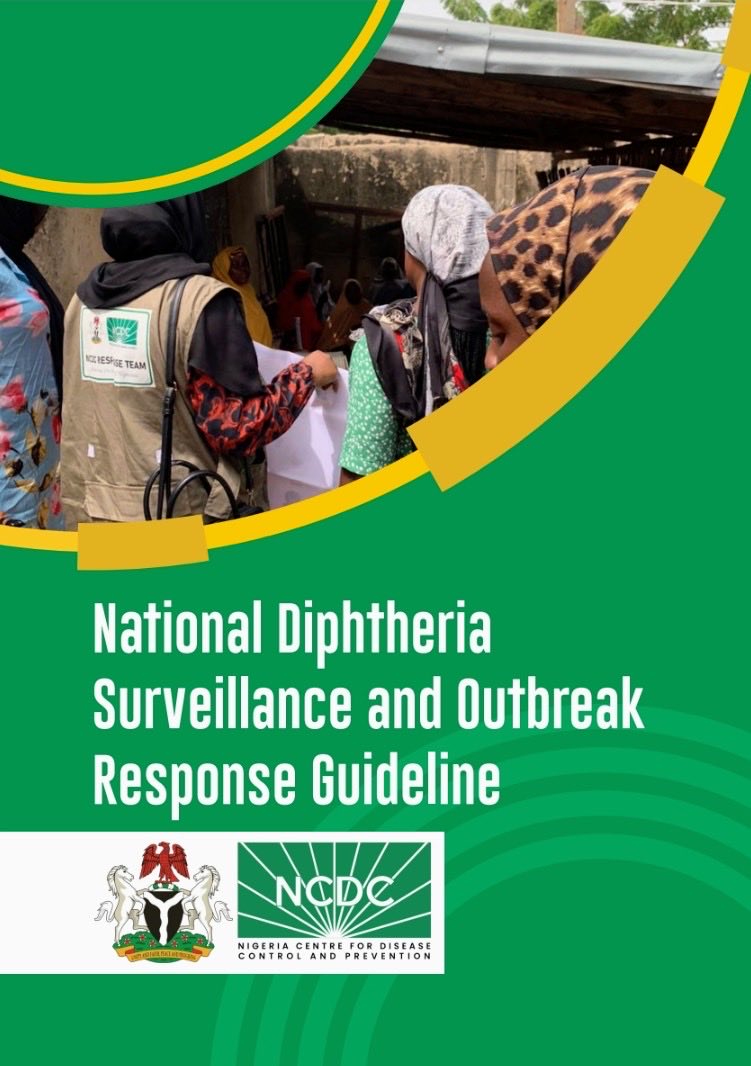 NCDCgov's tweet photo. The National Diphtheria Surveillance and Outbreak Response Guideline provides practical guidance for health authorities and key stakeholders at national, state and LGA levels to prevent, detect and respond rapidly to diphtheria outbreaks.

The guideline covers critical areas including surveillance and epidemiology, laboratory diagnosis, case management, IPC and RCCE to towards strengthening Nigeria’s preparedness and response to diphtheria.

📘 Access guideline here   
https://t.co/swvFwWjqMz

#Diphtheria #PublicHealth #HealthSecurity #Nigeria
