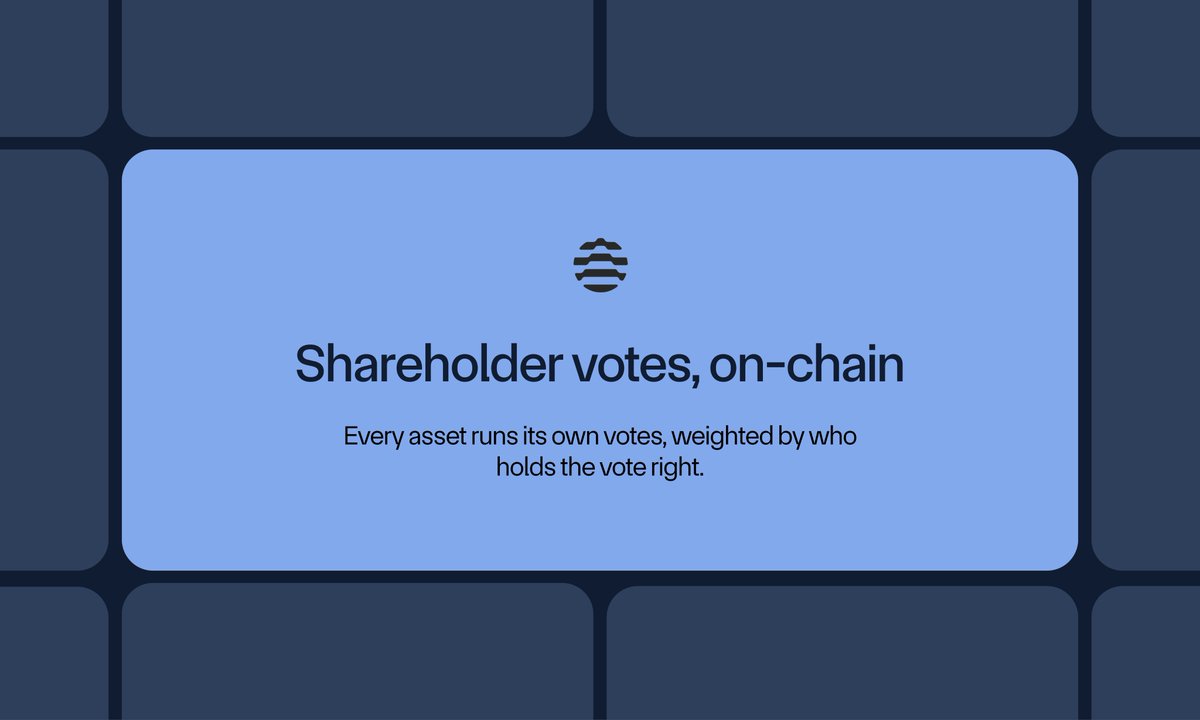 AevaChain's tweet photo. Shareholder votes are now native on AevaChain.

Since today's v0.13 upgrade, every asset can hold its own on-chain votes, counted by who holds the vote right. 

https://t.co/fhRXh8fAQQ https://t.co/SINDtpqnd5