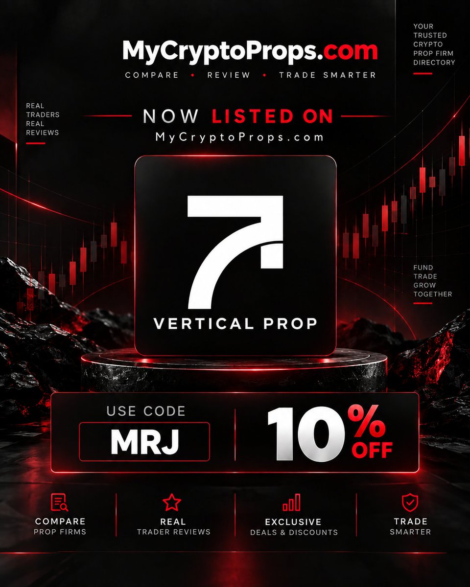 MyCryptoProps's tweet photo. 🚀 @VerticalPropX is now LIVE on MyCryptoProps!

Compare • Review • Trade Smarter

🏷️ 10% OFF
🎟️ Use Code: MRJ

Discover Vertical Prop alongside other crypto prop firms on:

🌐 https://t.co/ZGVxKnmemS

#VerticalProp #CryptoPropFirms #PropTrading #CryptoTrading #FundedTrader https://t.co/qYICWOTsE6