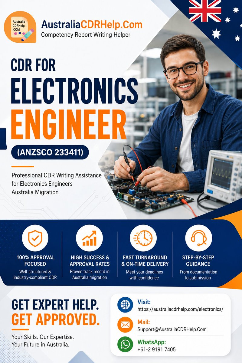 cdr_help's tweet photo. Streamline Your Australian PR Application as an Electronics Engineer (ANZSCO 233411). ๐
Unlock Your Skill Assessment Success with Professional Help!
๐ Visit: https://t.co/1gHkd4DTmH
#cdrelectronicsengineer
#electronicsengineer
#australiamigration
#engineersaustralia https://t.co/o1Fli2ojpJ