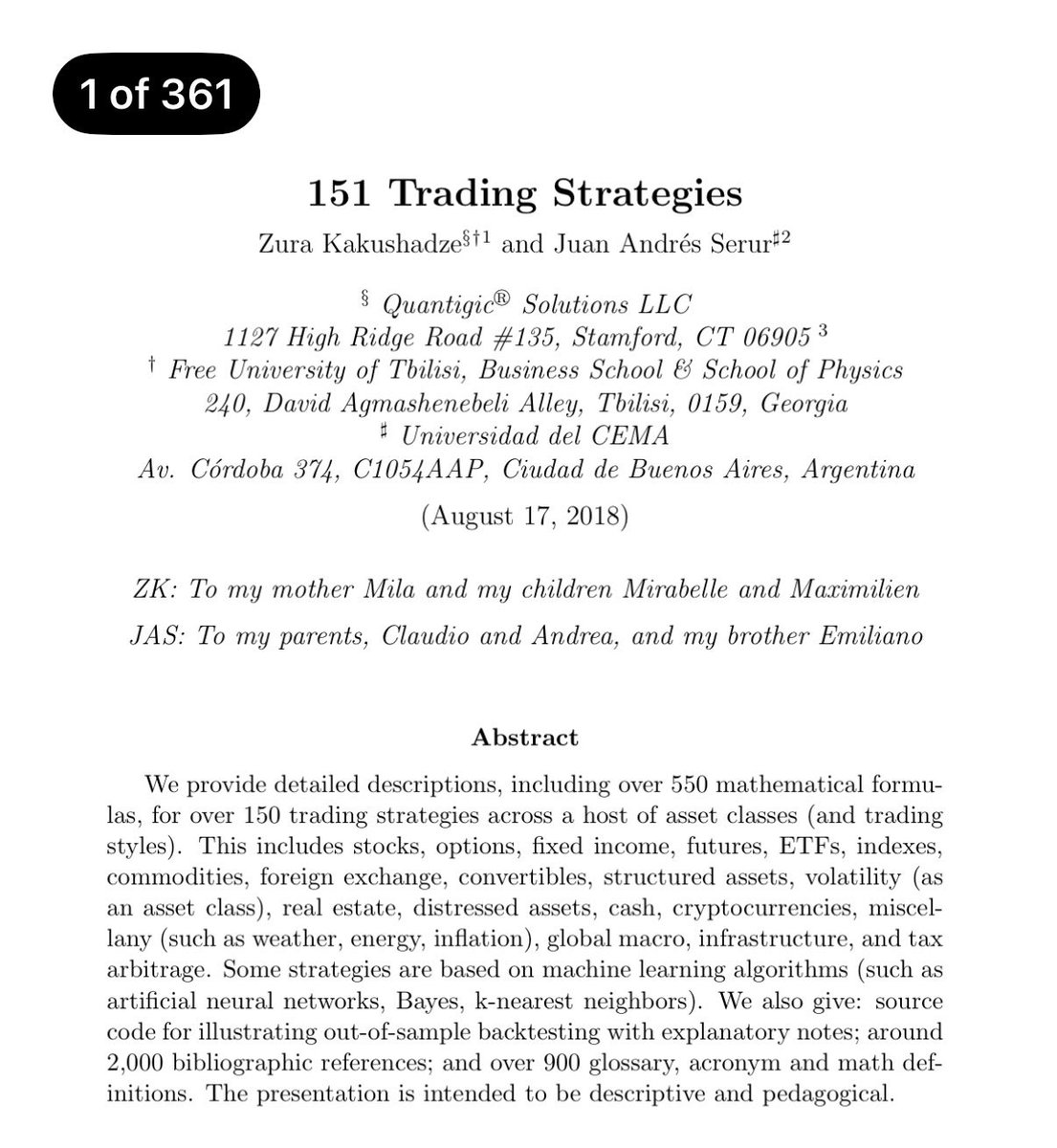 KirkDBorne's tweet photo. Mathematics for Trading — 151 Strategies (download open-access 361-page PDF):  https://t.co/OJ1X9QHAz9 https://t.co/obAeuQpc5P
