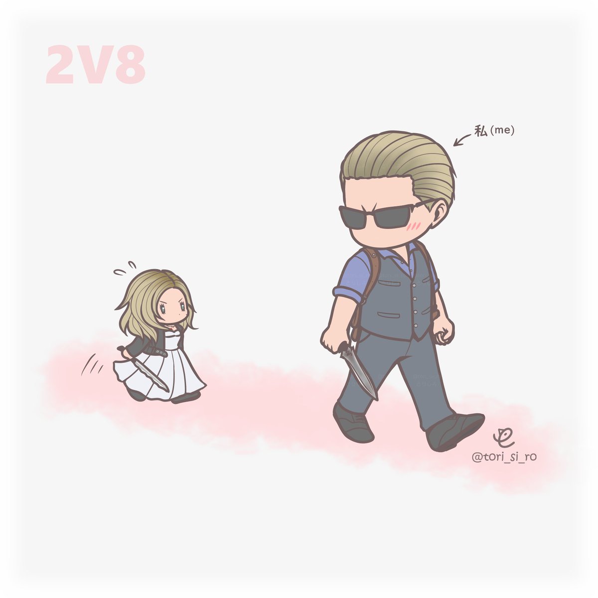 tori_si_ro's tweet photo. DbD2対8絵日記（ウェスカー）
ずっとついて来るティフが可愛かった💕 https://t.co/06JvmHCAjV