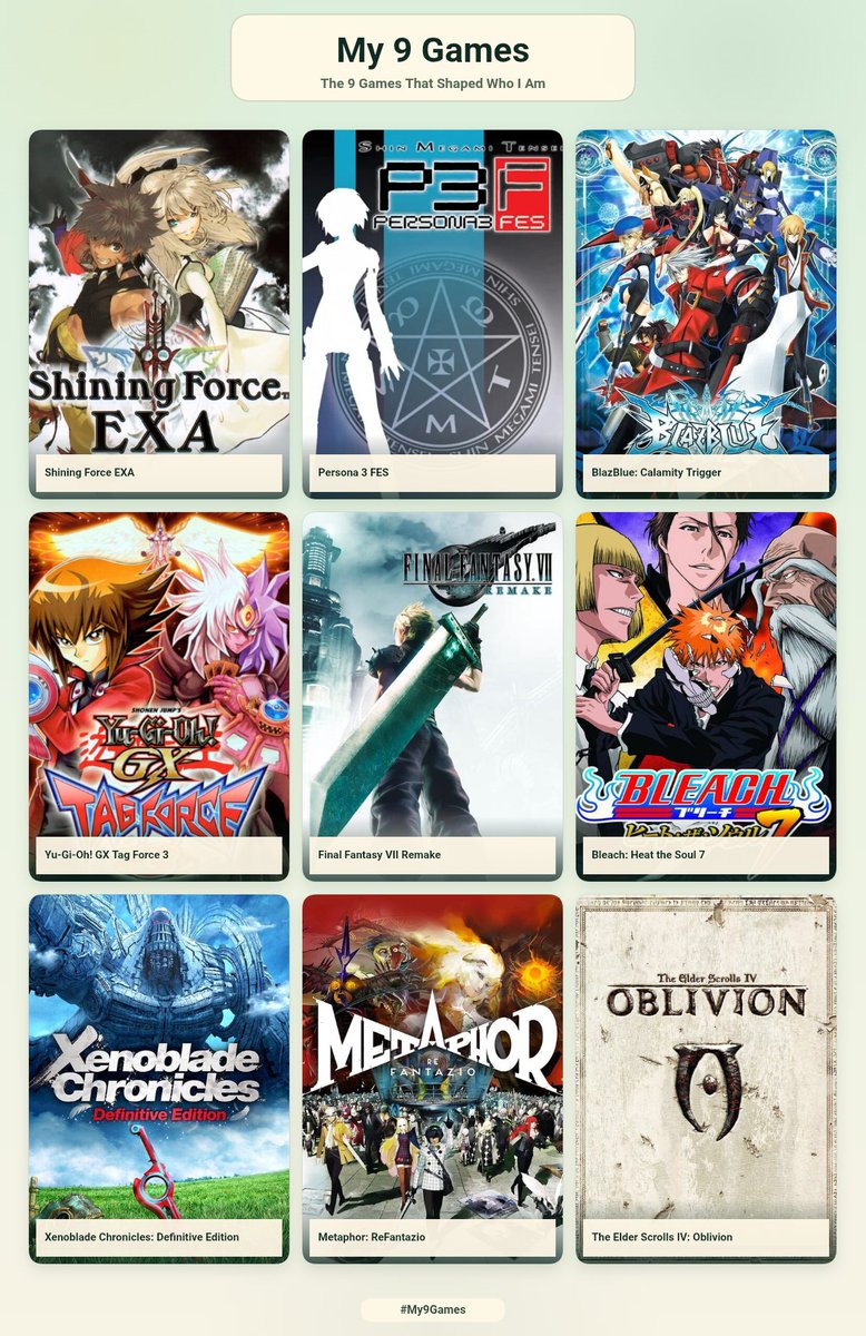 sawadikapman's tweet photo. 9 games that shaped me. https://t.co/gQS5hNojW2
