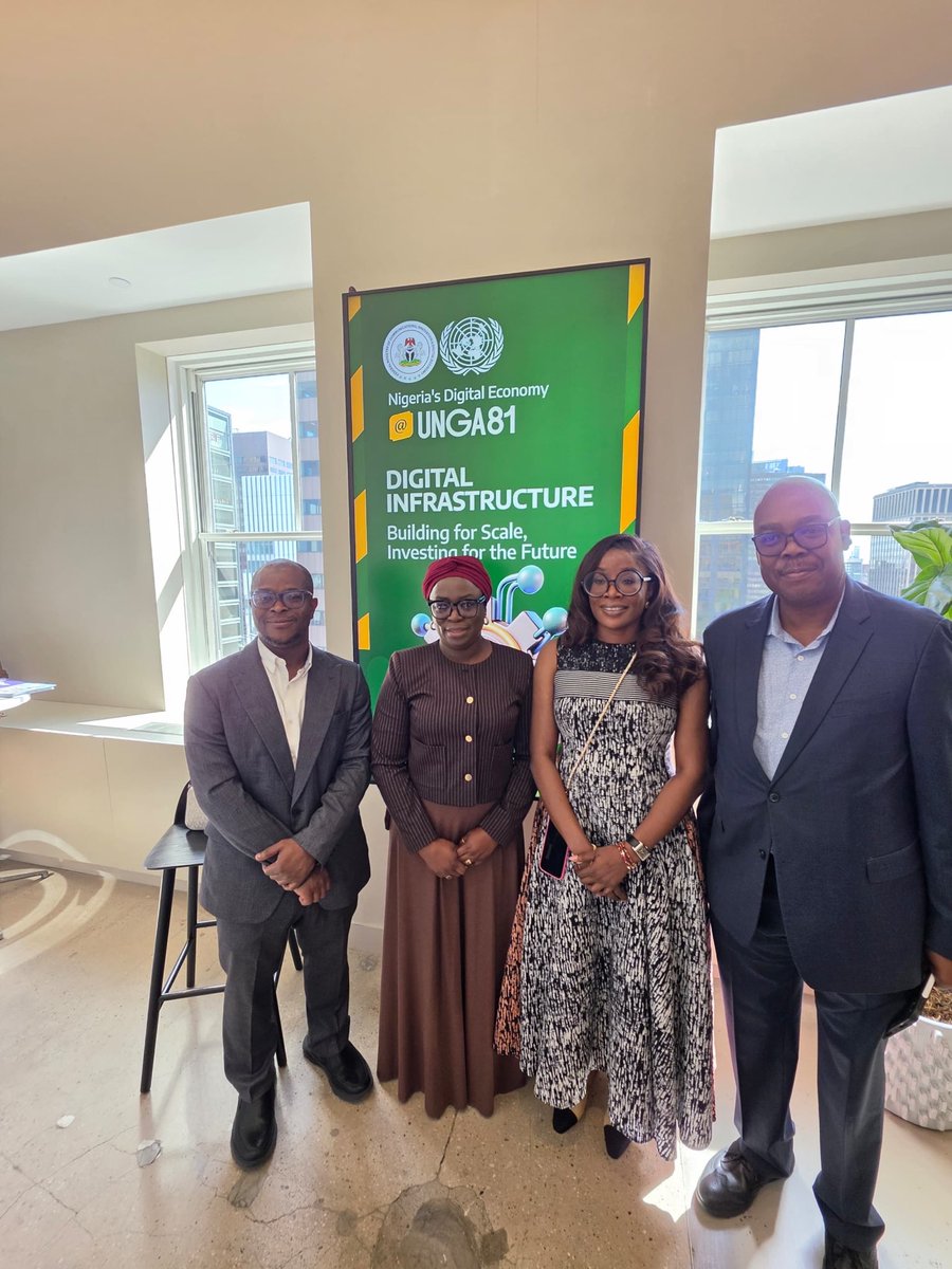 Galaxybackbone's tweet photo. From Data to Dignity. From Infrastructure to Impact.

At the sidelines of the 81st United Nations General Assembly in New York, our MD/CEO, Prof. Ibrahim A. Adeyanju, alongside the Executive Director, Digital Exploration and Technical Services, Olumbe Akinkugbe, joined other Heads of Agencies at the Federal Ministry of Communications, Innovation and Digital Economy (FMCIDE) for a series of high-level engagements focused on Nigeria’s and the global digital future.

Among the featured sessions was “From Data to Dignity: Leveraging Dynamic Social Registers for Shock-Responsive Safety Nets and SDG Acceleration,” convened by FMCIDE, the Nigeria Governors’ Forum and NASSCO.

The programme also featured conversations on Nigeria’s Digital Workforce and AI at Scale: Building Intelligence on African Data, Talent and Infrastructure reflecting the growing importance of data, digital skills, artificial intelligence and infrastructure in shaping inclusive development. 

For Galaxy Backbone, participation in these conversations reinforces the importance of secure, resilient and sovereign digital infrastructure as an enabler of government services, innovation and a digitally connected Nigeria.

Building the infrastructure that powers Nigeria’s digital future.

#GalaxyBackbone #GBB #UNGA81 #FMCIDE #DigitalInfrastructure #DigitalTransformation #AI #AfricanData #DigitalNigeria #DataForDevelopment
@IbrahimAdeyanju @OlumbeAKinkugbe @FMCIDENigeria @Galaxybackbone