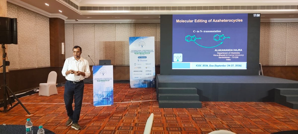 icoc_2026's tweet photo. 🌟 Prof. Alakananda Hajra @ahajra_lab takes the audience through an engaging Invited Lecture at #ICOCIV2026, bringing exciting chemistry and fresh perspectives to the stage! 🎙️ https://t.co/iuQ3SGtRcu