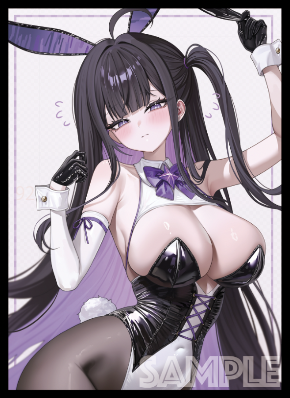eatos_ye's tweet photo. COMIC1☆29/エアコミ1 新作発表⑧

「チトセ（バニー）」 の スリーブ（一部が光ってます） や プレイマット になります！

イラストレーターは AbP_Art（@AbP_Art) 様です。 https://t.co/5jk2ITK6JX
