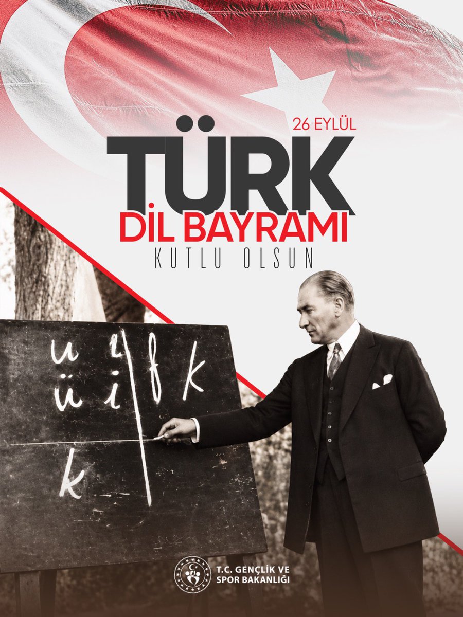 gencliksporbak's tweet photo. “Türkçem, benim ses bayrağım!”🇹🇷

Dünden bugüne milletimizin hafızasını, duygusunu, irfanını ve kardeşliğini taşıyan güzel Türkçemiz; geçmişten devraldığımız en kıymetli emanetlerden biridir.

Bu büyük emaneti korumak; zenginliğini çoğaltmak, inceliğini muhafaza etmek ve genç kuşaklara bütün kudretiyle aktarmak, geleceğe karşı ortak sorumluluğumuzdur.

26 Eylül Türk Dil Bayramımız kutlu olsun. 

#TürkDilBayramı