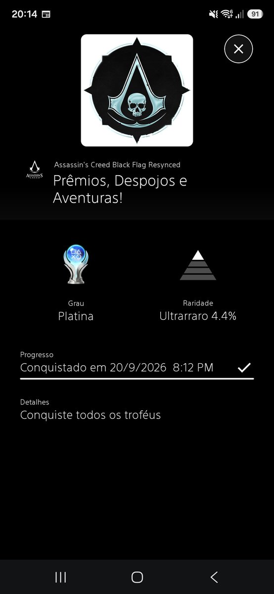 HenriqueHardro1's tweet photo. @assassinscreed Platinum 🏆⚔️🦅🗡 https://t.co/Li3P0s2sf0