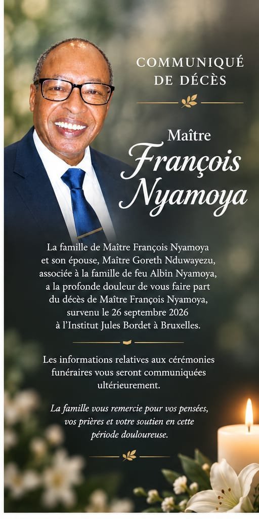 Akci97's tweet photo. D'abord la Lois(#Justice #Indépendante.) L'un Des Principes du Feu Me François Nyamoya: l'Une Des Figures non plus du Burundi seulement mais aussi de toute L'Afrique et le Monde entier de: 

1. Ses #compétences et l’#instruction : François Nyamoya est juriste, Avocat au Barreau de Bujumbura et Docteur en droit international privé.

2. Sa #défense du #droit : il a exercé comme avocat dans des affaires sensibles et a défendu notamment des journalistes et des personnes confrontées à des difficultés judiciaires.

3. Son #courage dans les situations difficiles : son arrestation et sa détention en 2011 ont fait l'objet d'une procédure devant le Groupe de travail des Nations unies sur la détention arbitraire, qui a conclu au caractère arbitraire de cette détention.

4. Son #engagement : son parcours associe le droit, l'enseignement et l'engagement politique, ce qui permet de le considérer comme une personnalité publique engagée.

Me François Nyamoya, Tu es un Homme de valeur.
Tu as mis Ton intelligence, Tes compétences, Ton courage et Tes principes au service d'une cause que Tu as longtemps estimé juste et de la société. Mé, Tu nous quittes très tôt, Ton Agenda gardera Les points de suspension?? #NON. Tu pars juste le soir de ta Victoire. Mais tes vaillants de lutte Sommes au Front.Que Tes oeuvres t'accompagnent!