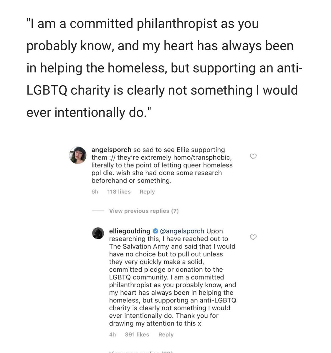ingegoulding's tweet photo. A huge part of Ellie Goulding her fandom are LGBTQ people including Ellie herself don’t let one person dim your light you are still welcome in this fandom no matter who you are or what you love ❤️🏳️‍🌈 https://t.co/tl2lqJrrYn