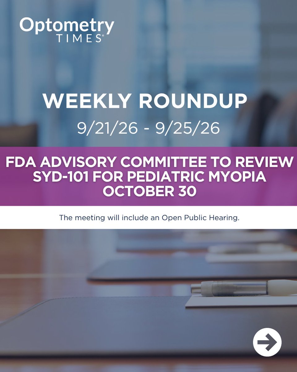 OptometryTimes's tweet photo. 👁️ This week in optometry:
Major developments in the field of myopia take the spotlight. Experts also weight in on AI in practice, oculomics, and next week's AAOpt 2026 meeting. Find out what to look forward to in our recap:
https://t.co/O6Qvxur9Ok https://t.co/48s0r2u4Tz
