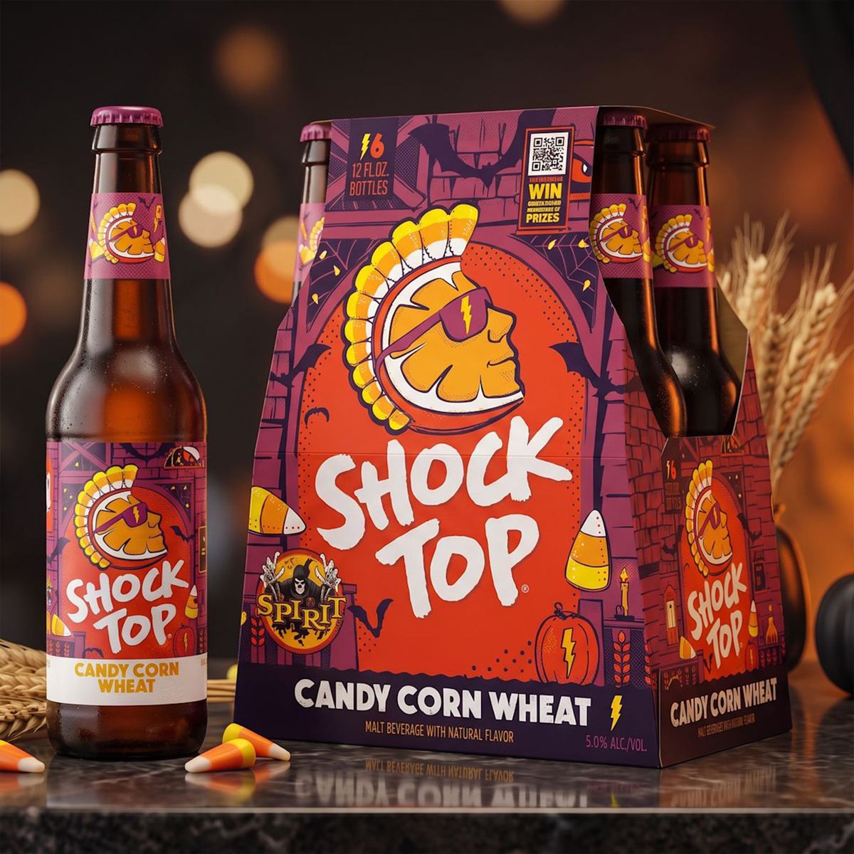 Dexerto's tweet photo. Candy Corn beer is being released for Halloween as Shock Top teams up with Spirit Halloween https://t.co/ggEEnm7CRY