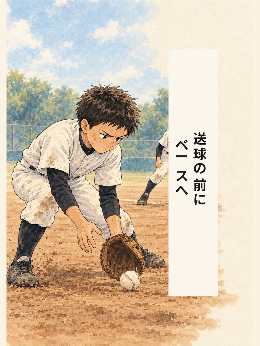 yakyulog_ja's tweet photo. 一塁側へ転がったバント。一塁手が打球を拾う間に、投手は一塁ベースへ向かいます。ベースに触れて送球を受ける連携を描きました。試合記録はApp Storeで「野球ログ」を検索。

#少年野球 #野球 https://t.co/furuaGnCk5