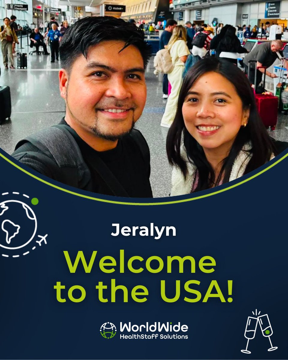 WWHealthStaff's tweet photo. Welcome to the U.S. Jeralyn! π₯
Weβre honored to stand beside you as you turn your hard work into a meaningful career and life ahead. π
#WelcomeToTheUS #InternationalNurse #USRN #NursingJourney #WWHS
.
.
.
Apply to be a U.S. Nurse π https://t.co/6W9znI95Jb https://t.co/HQHgALukrz