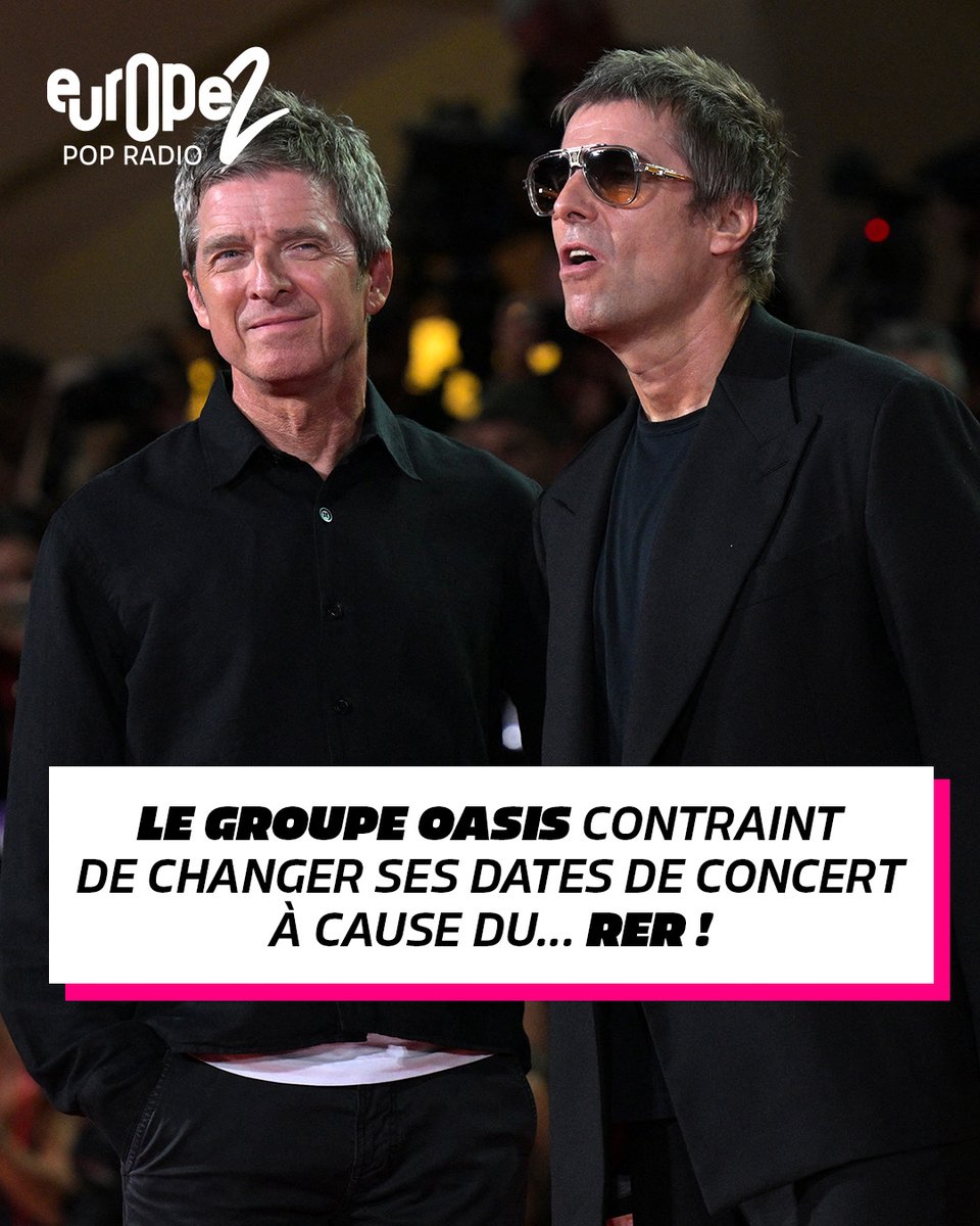 Europe2's tweet photo. 🎤 À cause de travaux ferroviaires aux alentours du Stade de France, Liam et Noel Gallagher ont finalement proposé 2 nouvelles dates à Paris les 20 et 23 juillet 2027 🎟️

Qui a déjà ses places ?! 👀

#Europe2 #Radio #Oasis https://t.co/OdcaoAE2Ss