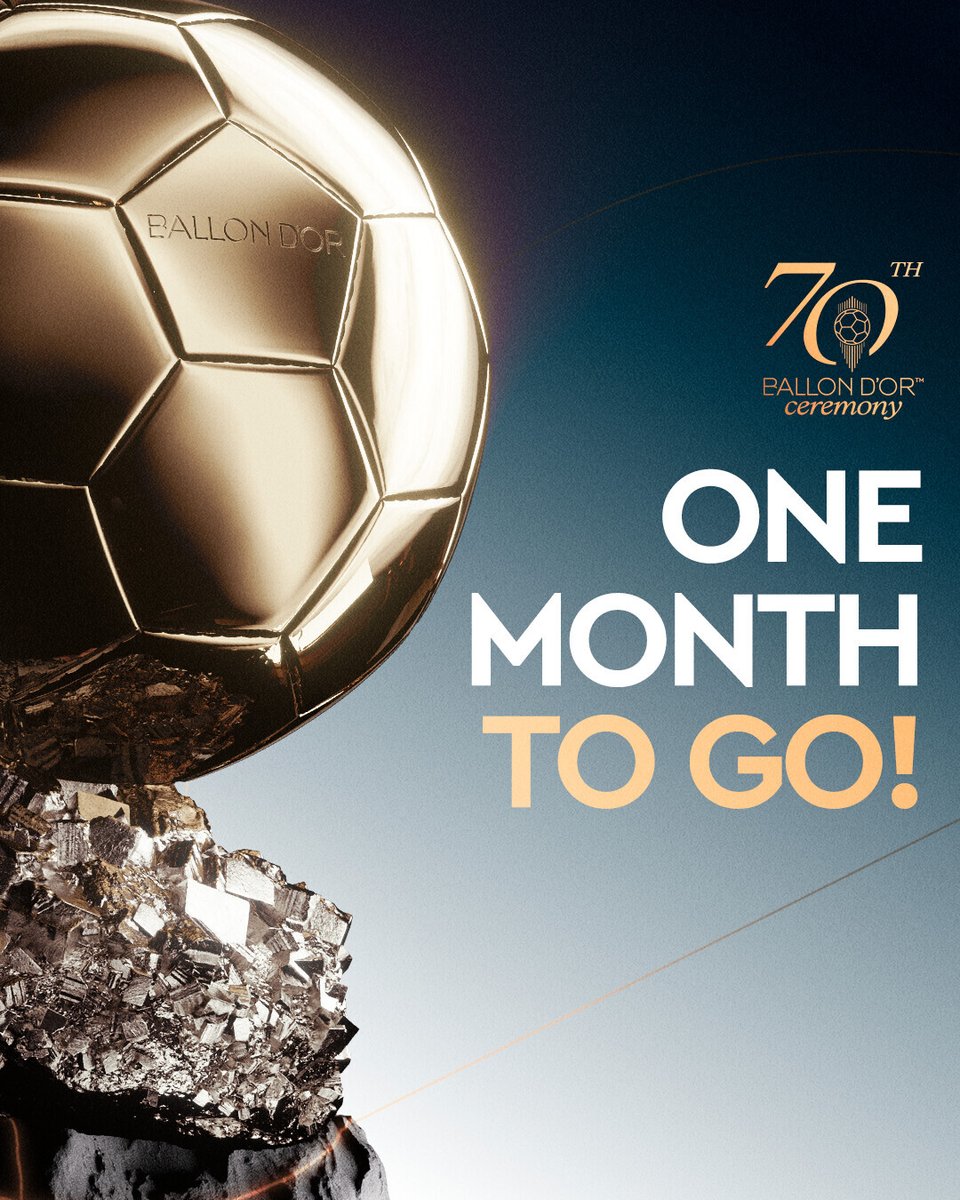 ballondor's tweet photo. London is calling: just 1 month to go! 💫

Seven decades of history celebrated in a legendary evening this October 26th. 🌕 

Do you remember all the Ballon d'Or nominees? 🤔

Discover them at ➡️ https://t.co/MwRmEix8Kb

#ballondor https://t.co/aQ33mKPgRN