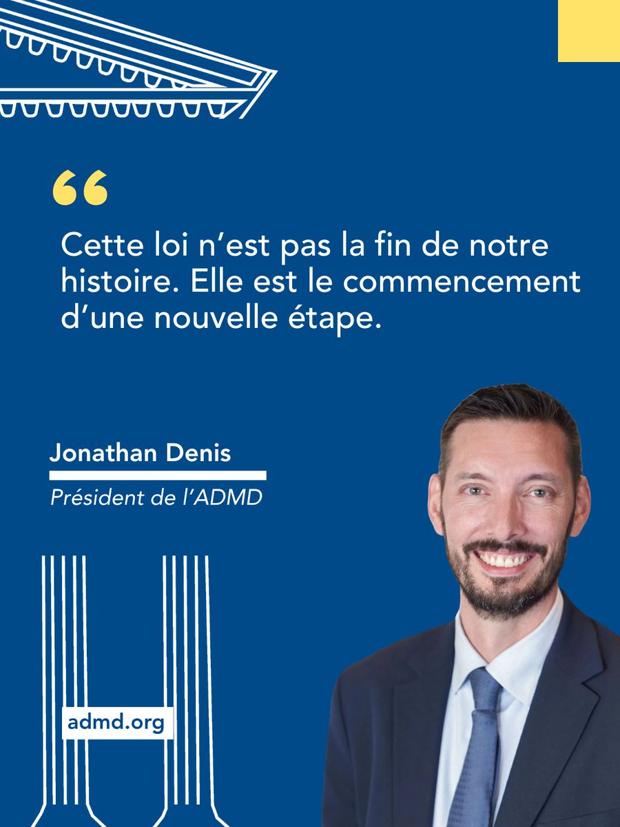ADMDFRANCE's tweet photo. 💬 Pour @JonathanDenis, l’adoption de la loi sur l'aide à mourir ouvre désormais une nouvelle étape pour l’#ADMD : suivre sa mise en œuvre et poursuivre les évolutions défendues par l’association.
#FindeVie #Admd46Ag
📹 Suivre le direct : https://t.co/YmVSzSvRB9 https://t.co/MWWUSZYVXc