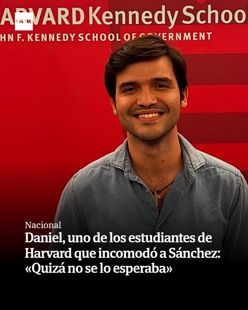 DiarioSUR's tweet photo. Daniel, uno de los estudiantes de Harvard que incomodó a Sánchez: «Quizá no se lo esperaba». El joven venezolano asegura que le hubiera gustado que la respuesta del presidente del Gobierno sobre su país hubiera sido «distinta»: «No se mojó». https://t.co/sTFdq1Einw