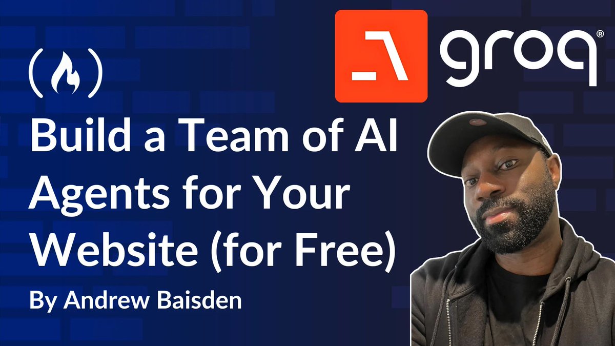 freeCodeCamp's tweet photo. If you have a website, incorporating an AI agent (or several) can be really helpful.

And in this in-depth tutorial, @andrewbaisden walks you through creating a team of agents for your site.

You'll build the front end with React, the back end with Python, and use helpful tools like Agno & Groq Cloud, too.

https://t.co/cg1bn089jw