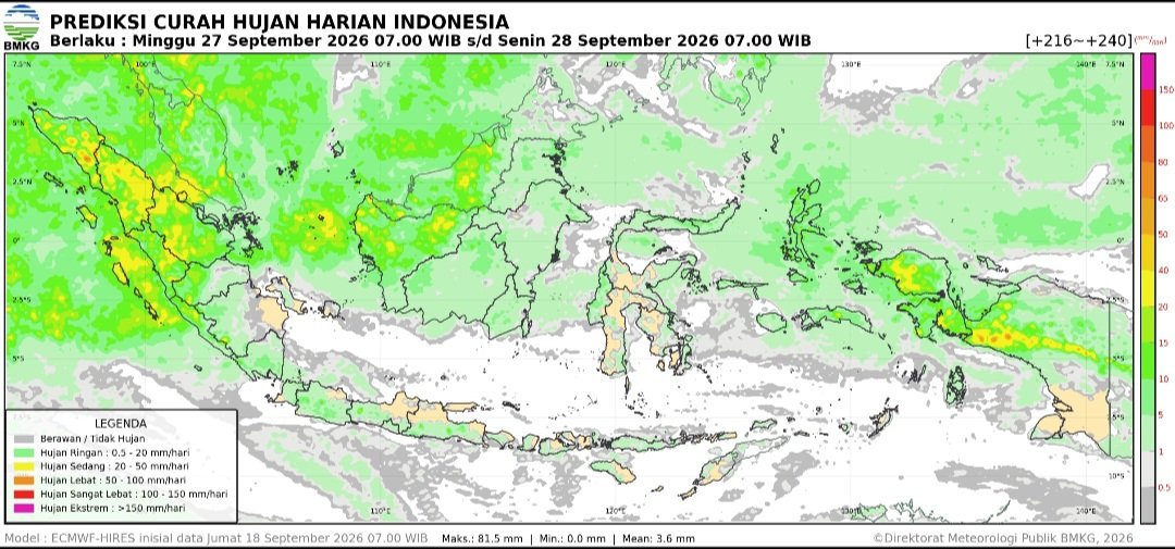 PostMKG's tweet photo. UPDATE :: Model filter spasial gangguan gelombang ekuator tropis, Tgl. 27-28 September 2026
===
@Mas_Annadwi
Pemodelan :: #NCICS #BMKG
*** https://t.co/d6m7hRplon
