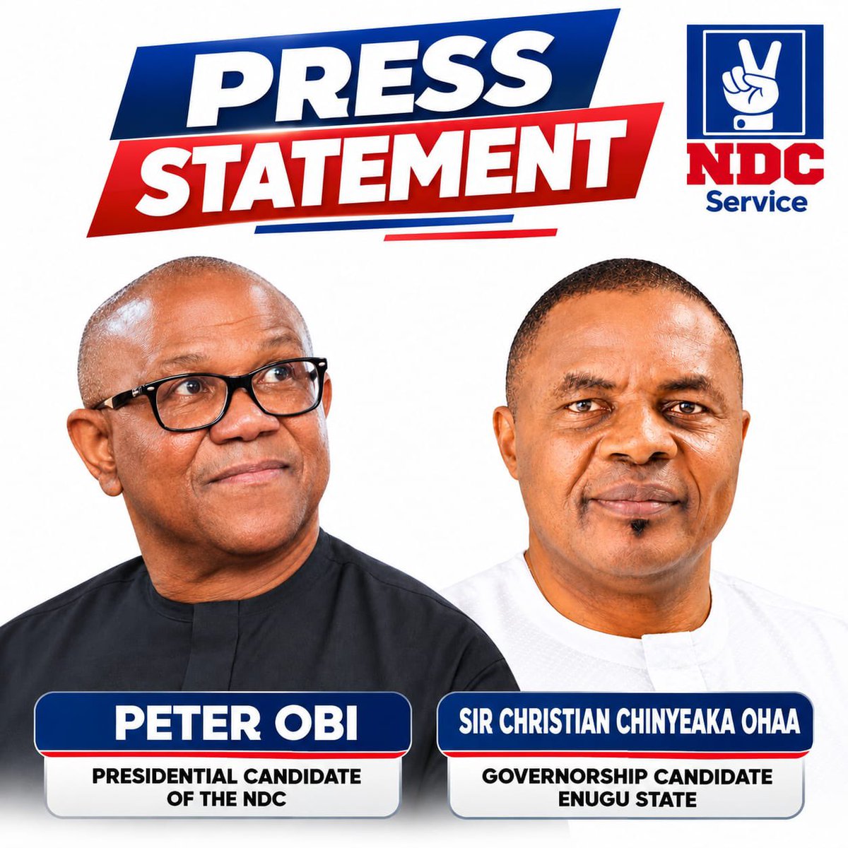 OdalijeMedia's tweet photo. PRESS STATEMENT 
Office of the Media Aide to Sir Christian Chinyeaka Ohaa,
NDC Governorship Candidate, Enugu State.

25 September, 2026

*Sir Christian Chinyeaka Ohaa Condemns the Arbitrary  Suspension of Igwe Willy Ezugwu as Political Witch-Hunt  and an Assault on Traditional Institution.*

​The recent decision by the Enugu State Government to suspend His Royal Highness, Igwe Willy Ezeugwu, the traditional ruler of Ibagwa Opi Ogbozalla Autonomous Community in Nsukka Local Government Area of Enugu State, represents a deeply troubling encroachment on traditional institutions, human rights, and constitutional freedoms.

​Igwe Ezeugwu was reportedly targeted and suspended following his exercise of basic hospitality—specifically, for hosting NDC Presidential Candidate, Mr. Peter Obi, and subsequently hosting Chief Chinyeaka Ohaa, the Enugu State NDC Governorship candidate, *who visited to commiserate with the Igwe and his Community folk over the recent kidnap, and subsequent death, of some of the kidnap victims from his kingdom, the painful prize of the poor security architecture foisted on Ndi Enugu under the misgovernance of Governor Peter Mbah.* Such punitive action against a traditional ruler for receiving high-profile Nigerians on sympathy visit, in his private capacity or as a custodian of his community’s cultural open-door policy is both autocratic and unnecessary.

*​Key Issues and Concern*
(1) ​Erosion of Royal Dignity: Traditional rulers are the custodians of culture, peace, and community cohesion. Forcing monarchs to seek state approval before receiving guests, regardless of political affiliation, degrades the revered status of royal institutions and reduces traditional fathers to political appendages of the state executive.
(2) ​Violation of Constitutional Rights: Section 40 of the 1999 Constitution of the Federal Republic of Nigeria (as amended) guarantees every citizen the right to peaceful assembly and association. Penalizing a traditional ruler for associating with public figures violates fundamental constitutional freedoms.
(3) ​Politicization of Culture: Local governance thrives when royal fathers remain non-partisan intermediaries who can welcome all citizens, political figures, and stakeholders. Weaponizing administrative suspensions against monarchs creates an atmosphere of fear, division, and political intimidation across local communities.
(4) ​Bad Precedent for Local Governance: Using chieftaincy laws to enforce political conformity undermines democratic tolerance and damages the working relationship between local communities and the state government.

*​Call to Action*
​We call on the Governor of Enugu State to immediately reverse the suspension of Igwe Willy Ezeugwu without demanding politicized conditions. Furthermore, we urge the state government to respect the autonomy, dignity, and neutrality of traditional institutions across Enugu State, ensuring that traditional rulers remain free to foster unity, peaceful engagement, and hospitality within their domains.

Signed
Hon. Sampson Ukwu.
Media Aide to Sir Christian Chinyeaka Ohaa