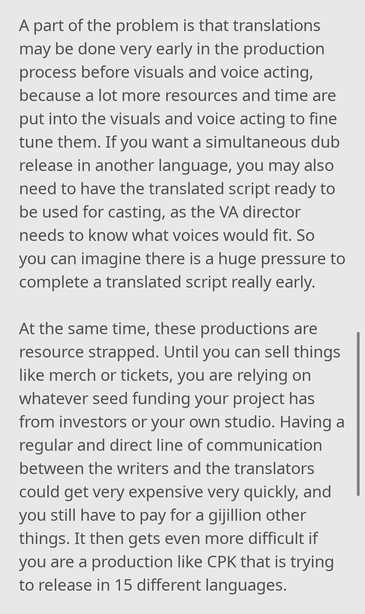 NoroikoTrns's tweet photo. On mistranslations and accidental homophobic translations - CPK as a case study.

tldr - yeah it's unfortunate it happens. But please don't blame the translators... Productions are INSANELY complex beasts. Translators are just doing their best. https://t.co/dMCG0Qj8D8