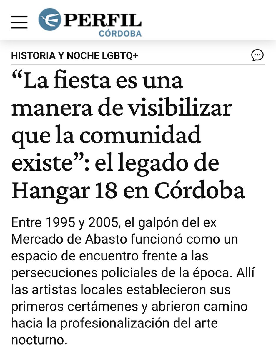 oriutort's tweet photo. Hangar 18 no solo albergó la fiesta; transformó para siempre la historia de la comunidad LGBTQ+ y del arte drag en Córdoba.

Gracias @perfilcordoba por la nota https://t.co/US8OPKsAW0