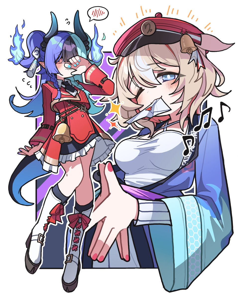 RealBerryApple's tweet photo. 衣装チェンジ~
#めら組絵図 
#つづり絵お届け
#アソビまわり隊 https://t.co/EfCs00Aqqc