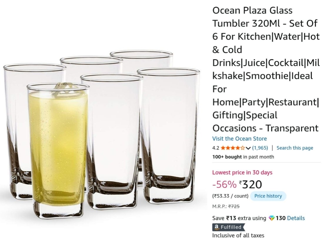 offerguruji's tweet photo. 56% Off: Ocean Plaza Glass Tumbler 320Ml - Set Of 6 @ ₹320
Buy👉 https://t.co/C1XV6Pl4z7
#glasstumbler #glasses #serveware #kitchenutensils #PinkScootyMirpurkhas #ShopsyFinds https://t.co/yegvZEjD11