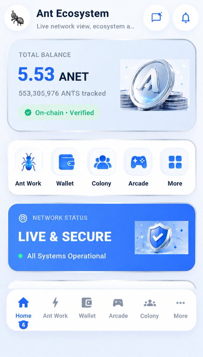 das_putul13757's tweet photo. ๐ ANET UPDATE โ 5.53 ANET! ๐๐
The Ant Ecosystem dashboard is showing:
๐น 5.53 ANET 630 Sessions
๐น 553,305,976 ANTS tracked
๐น On-chain โข Verified โ
๐น LIVE & SECURE ๐ก๏ธ
A growing ecosystem built around Ant Work, Wallet, Colony, Arcade & more. ๐
๐ฅ Keep building. Keep growing. Keep moving forward.
#ANET #ANetwork #AntEcosystem #ANTS