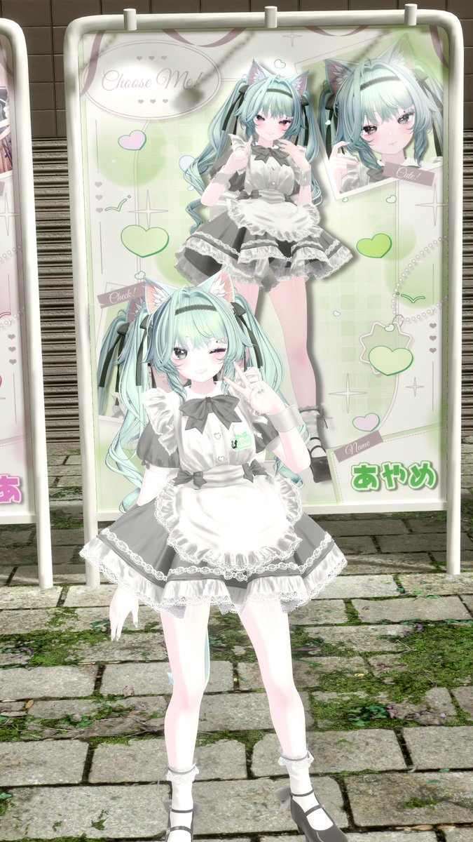ayamedesuVR's tweet photo. #Cafe_cc
めーめーめーめーめいどっ！💚☘️🐱 https://t.co/NtKRessKiV