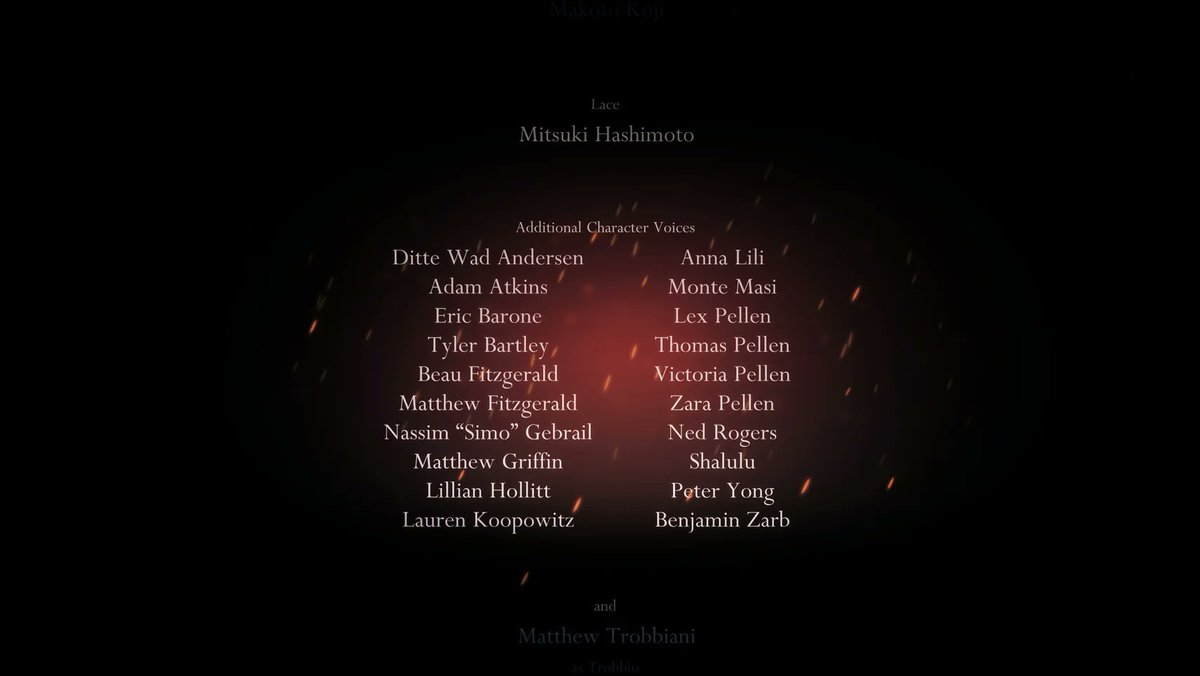 A screenshot of the Hollow Knight Silksong credits showing two columns of names.