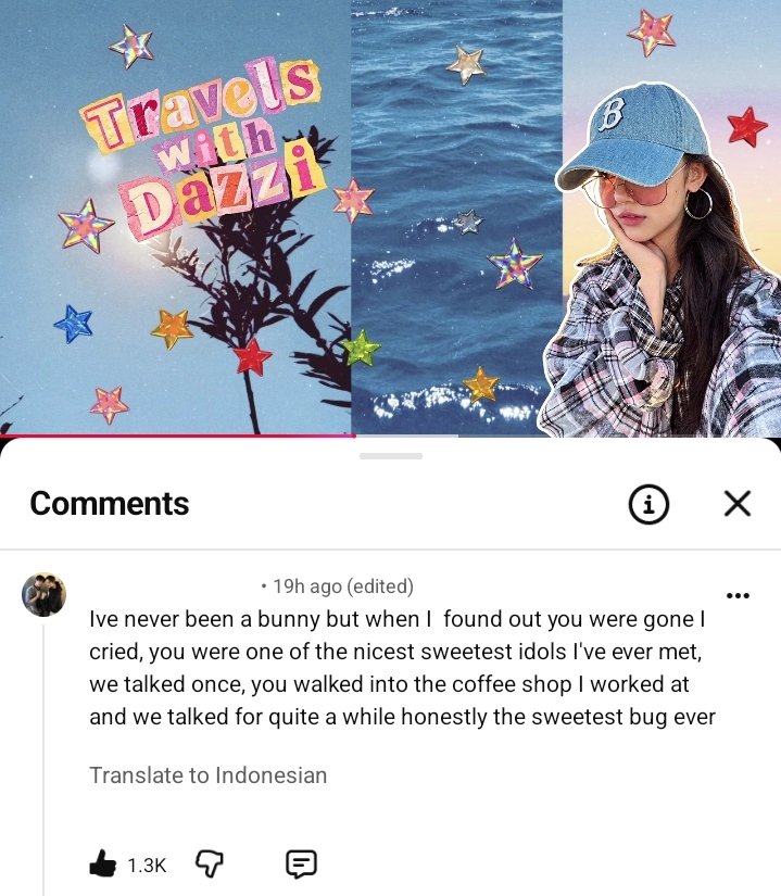 catzrinie's tweet photo. nyoba nonton vlognya dani lagi sambil bacain komen, terus nemu ini

"aku memang bukan bunnies, tapi waktu aku tahu kamu udah gak lagi bersama (newjeans), aku sampai menangis. kamu adalah salah satu idol paling baik dan paling berkesan yang pernah aku temui.

aku pernah ngobrol sama kamu sekali. waktu itu kamu datang ke coffee shop tempatku bekerja dan kita ngobrol lumayan lama. kamu bener-bener orang yang sangat baik, hangat, dan manis. seriusan, kamu orang yang luar biasa.”