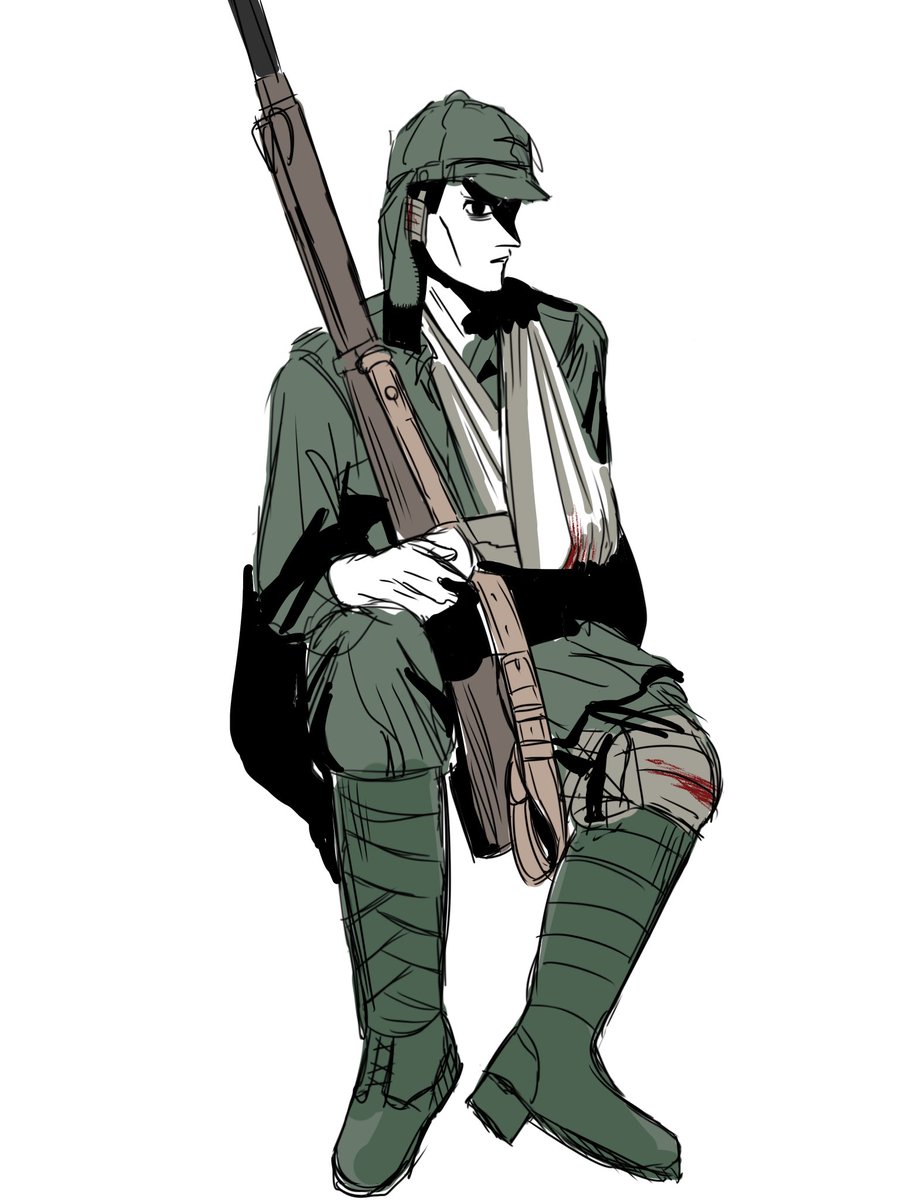 m_ta_te's tweet photo. 負傷兵の模型画像が格好良かったので
左右ミスったから完全パロということに https://t.co/eoLRCPuNaH