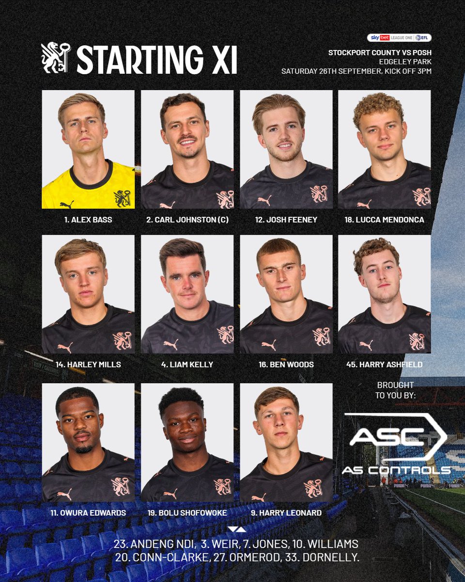 theposh's tweet photo. 👊 Here is how Posh line-up for today's game with Stockport County. 

Team line-up's brought to you by @as_controls

#pufc https://t.co/Xtnm5mCk9n
