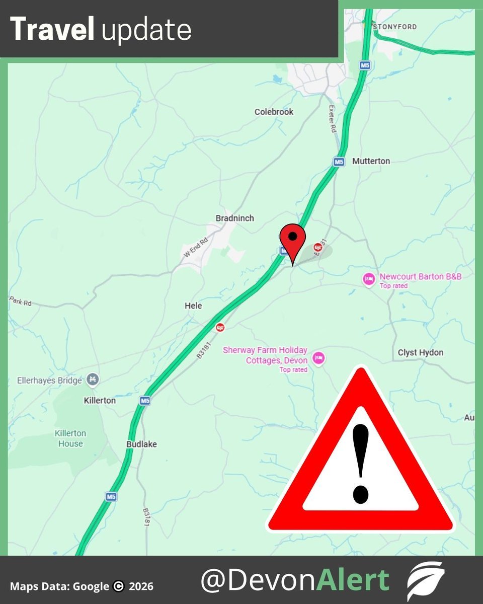 DevonAlert's tweet photo. #Devon 13:10 26/09/26 B3181 Bradninch/Westcott - The road is closed both ways here following an RTC. Please find an alternative route. JC @BBCDevon @StagecoachSW https://t.co/zUxT2z7Zdr
