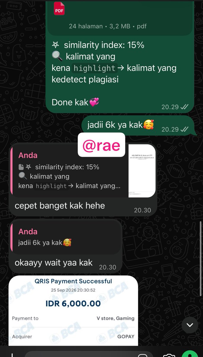 juvezmiles's tweet photo. ✨OPEN CEK TURNITIN DAN AI

📌Cek turnitin start 6k
📌Cek ai Gptzero start 5k
📌Cek ai Quillbot start 5,5k
📌Cek ai Turnitin 30k (only file english)

Satset yukk langsung proses, fastrespon sung WA dibio or @ after DM #zonauang https://t.co/4EC9tuh5Pn
