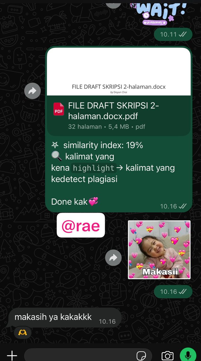 juvezmiles's tweet photo. ✨OPEN CEK TURNITIN DAN AI

📌Cek turnitin start 6k
📌Cek ai Gptzero start 5k
📌Cek ai Quillbot start 5,5k
📌Cek ai Turnitin 30k (only file english)

Satset yukk langsung proses, fastrespon sung WA dibio or @ after DM #zonauang https://t.co/4EC9tuh5Pn
