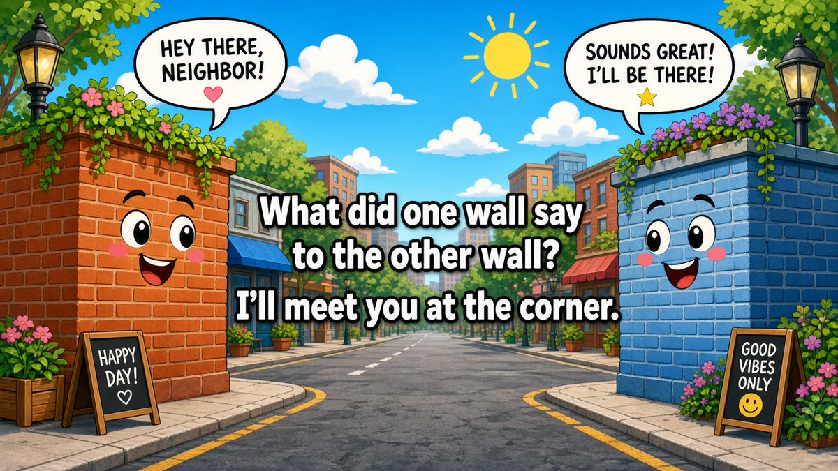 DigitalOxCanada's tweet photo. What did one wall say to the other wall?
I'll meet you at the corner. https://t.co/qQDwssoxnI